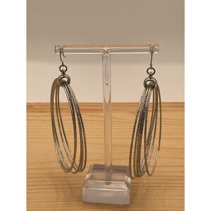 Silver Tone Multi Hoop Drop Earrings Lightweight Statement Jewelry For Women